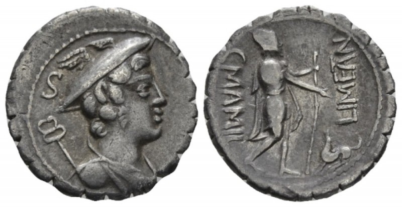 C. Mamilius Limetanus. Denarius serratus circa 82, AR 18.5mm., 3.90g. Draped bus...