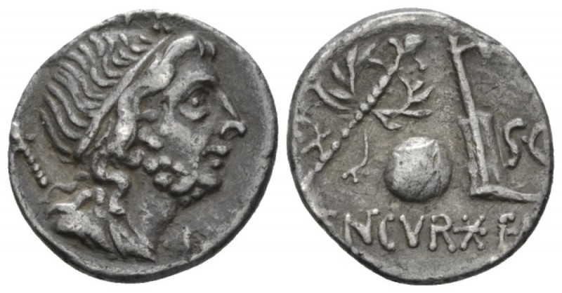 Cn. Cornelius Lentulus. Denarius Spain (?) 76-75, AR 17mm., 3.62g. Draped bust o...