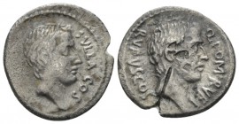 Q. Pompeius Rufus. Denarius circa 54, AR 19mm., 3.29g. SVLLA·COS Head of Sulla r. Rev. Q·POM·RVFI Head of Q. Pompeius Rufus r.; behind, RVFVS·COS. Bab...