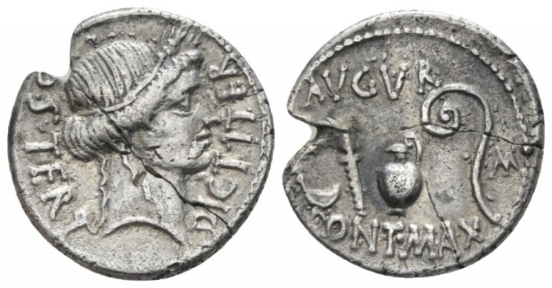Denarius Sicily (?) 46, AR 18.5mm., 3.60g. COS·TERT – DICT·ITER Head of Ceres r....