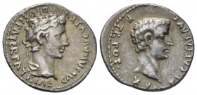 Octavian as Augustus, 27 BC – 14 AD Denarius Lugdunum circa 13-14 AD, AR 19mm., 3.75g. Laureate head of Augustus r. Rev. Bare head of Tiberius r. C 2....