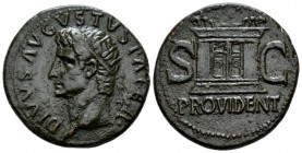 Divus Augustus. As circa 22-30, Æ 28mm., 11.23g. Radiate head l. Rev. Altar-enclosure with double-panelled door. C 228. RIC Tiberius 81. Good very fin...