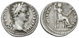 Tiberius, 14-37 Denarius circa 14-37, AR 19.3mm., 3.70g. Laureate head r. Rev. Pax-Livia figure seated r., holding sceptre in r. hand and branch in l....