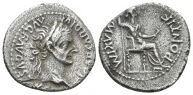 Tiberius, 14-37 Denarius Lugdunum circa 14-37, AR 19mm., 3.65g. Laureate head r. Rev. Pax-Livia figure seated r., holding sceptre in r. hand and branc...