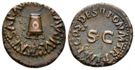 Claudius, 41-54 Quadrans circa 41, Æ 17mm., 3.27g. Three-legged modius. Rev. Legend around SC. C. 70. RIC 84 and note.

Nice brown tone, Very Fine.