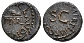 Claudius, 41-54 Quadrans circa 41, Æ 15mm., 3.11g. Hand holding pair fo scales above PNR. Rev. Legend around SC. C 71. RIC 85.

Brown tone, Very Fin...