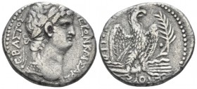 Nero, 54-68 Tetradrachm Antioch circa 63, AR 25.7mm., 13.68g. Laureate bust r., with aegis. Rev. ETOYΣ AIP • I Eagle standing r., with spread wings, o...