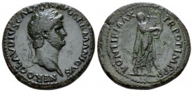 Nero, 54-68 Dupondius circa 63, Æ 26mm., 8.14g. Laureate head r. Rev. Nero as Apollo Citharoedus, laureate, advancing r., playing lyre. C 242. RIC 122...