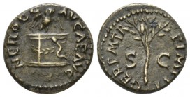 Nero, 54-68 Quadrans circa 64, Æ 15mm., 1.82g. Owl standing on garland altar. Rev. Olive branch. C 110. RIC 258

Extremely Fine.

 

In addition...