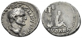 Vespasian, 69-79 Denarius December 69 – early 70, AR 18mm., 2.87g. Laureate head r. Rev. Judaea seated l. in attitude of mourning; behind, trophy. C 2...