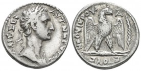 Nerva, 96-98 Tetradrachm Antioch circa 96-97, AR 26mm., 14.48g. Laureate head r., drapery on l. shoulder. Rev. Eagle standing r. on thunderbolt; in r....