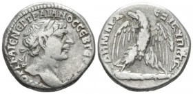 Trajan, 98-117 Tetradrachm Tyre circa 103-111, AR 24.6mm., 13.88g. Laureate head r. Rev. ΔΗΜΑΡΧ ЄΞ ΥΠΑΤ E Eagle standing facing on club l., head l., w...