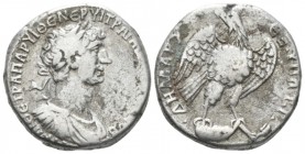 Hadrian, 117-138 Tetradrachm Antioch circa 118, AR 24mm., 13.60g. Laureate and cuirassed bust r., slight drapery. Rev. Eagle standing facing on leg an...