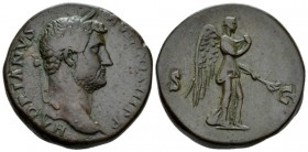 Hadrian, 117-138 Sestertius circa 134-138, Æ 30mm., 26.03g. Laureate head r. Rev. Nemesis advancing r., holding out fold of dress and branch. C 1374. ...