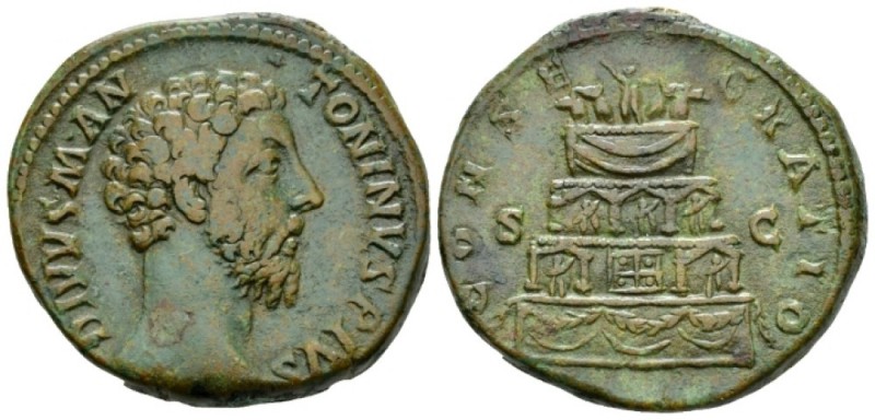 Divus Marcus Aurelius. Sestertius after 180, Æ 30mm., 25.82g. Marcus Aurelius, 1...