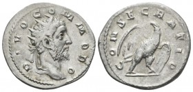 Divus Commodus. Died 192. Antoninianus circa 250-251, AR 22mm., 3.53g. Radiate head r. Rev. Eagle standing r., head left. C 1009. RIC T. Decius 94.
...