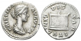 Crispina, wife of Commodus Denarius circa 178-182, AR 19mm., 3.30g. Draped bust r. Rev. Garlanded and lighted altar. C 16. RIC Commodus 281.

Good V...