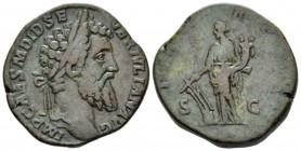 Didius Julianus, 193 Sesterius circa 193, Æ 28mm., 19.29g. Laureate head r. Rev. Fortuna standing facing, head l., holding rudder on globe, and cornuc...