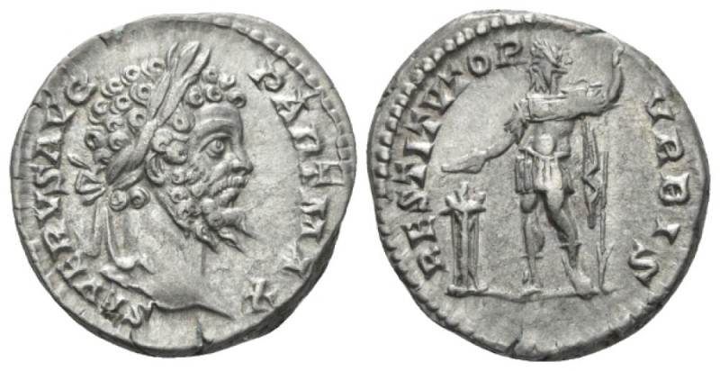 Septimius Severus, 193-211 Denarius circa 200-201, AR 18mm., 3.56g. Laureate hea...