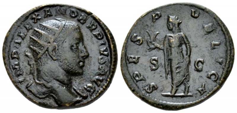 Severus Alexander, 222-235 Dupondius circa 231-235, Æ 24mm., 11.54g. Radiate hea...