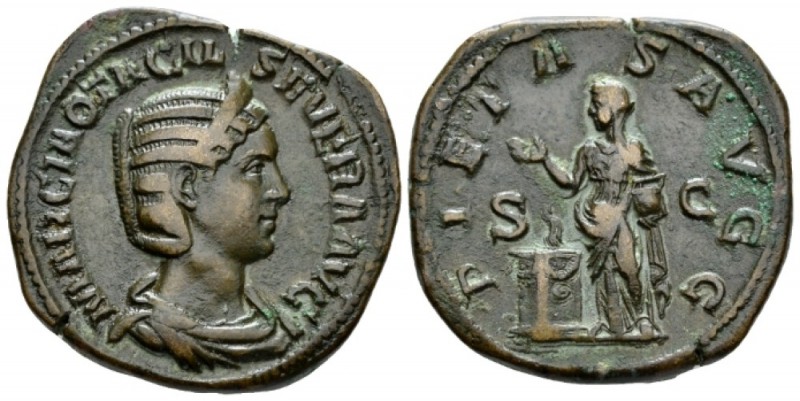 Otacilia Severa, wife of Philip I Sestertius circa 244, Æ 31mm., 23.17g. Draped ...