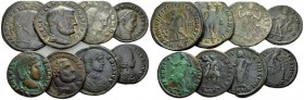 Galerius Maximianus, 305-311 Lot of 8 Follis IV cent., Æ 24mm., 78.89g. Lot of 8 Follis: Galerius (2), Galeria Valeria (3), A. Flaccilla, Constantius,...
