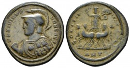 Maximinus Daia filius Augustorum, 308 - 310. Follis Antiochia circa 310, Æ 26mm., 6.41g. Helmeted and cuirassed bust l., holding spear over r. shoulde...