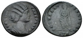 Fausta, wife of Constantine Follis Treveri circa 324-325, Æ 18.9mm., 3.07g. Draped bust r. Rev. SALVS REIPVBLICAE Spes standing facing, head l., holdi...