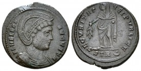 Helena, mother of Constantine Æ3 Treveri circa 325-326, Æ 19.2mm., 3.12g. Diademed and draped bust r. Rev. Securitas standing l., holding olive branch...