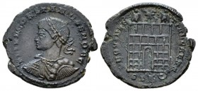 Constantius II, 337-361 Follis Rome circa 326, Æ 19.6mm., 2.80g. Laureate, draped and cuirassed bust l. Rev: PROVIDENTIAE CAESS Camp gate, with two tu...