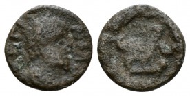 The Ostrogoths. Athalaric. 526-534. Nummus Rome in name of Justinian I , 526-534, Æ 10mm., 0.69g. Diademed, draped and cuirassed bust r. Rev. Monogram...