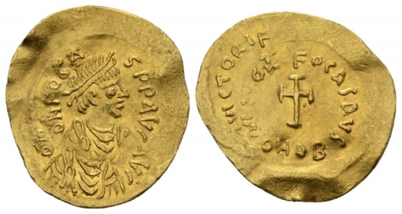 Phocas, 602-610 Tremissis Constantinopolis circa 607-610, AV 18mm., 1.43g. Diade...