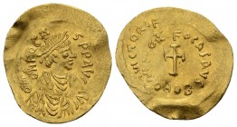Phocas, 602-610 Tremissis Constantinopolis circa 607-610, AV 18mm., 1.43g. Diademed and draped bust r. Rev. Cross. DO 19. Sear 634

Flan slightly wa...