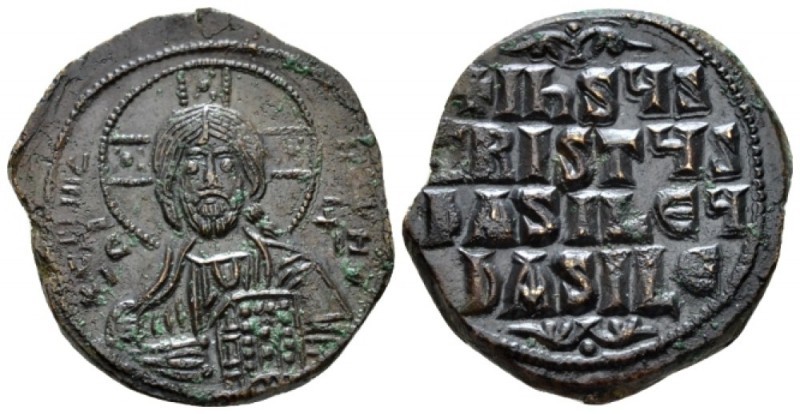 temp. Basil II & Constantine VIII, circa 976-1025. Follis circa 976-1025, Æ 27mm...