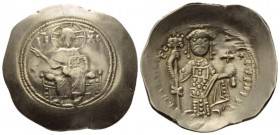 Nicephorus III Botaniates, 3 April 1078-1 April 1081. Histamenon circa 1078-1081, EL 29mm., 4.35g. Christ seated facing on backless throne, nimbate, r...