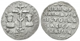 Nicephorus III and Maria Alani, 1078-1081. Miliaresion circa 1078-1081, AR 20mm., 1.53g. N I KHΘ KAI MAPI ЄN TVTW N I KATЄ Patriarchal cross crosslet ...