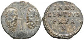 Rome, Innocent X, 1644-1655 Seal – Bulla circa 1644-1655, PB 40mm., 45.80g. Cross between nimbate heads of Sts. Peter and Paul. Rev. INNO/CENTIVS/PAPA...