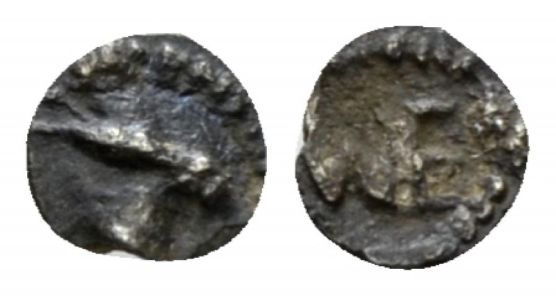 Sicily, Messana Hexas circa 480-460, AR 5mm., 0.04g. Head of hare r. Rev. ME (re...