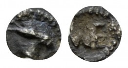 Sicily, Messana Hexas circa 480-460, AR 5mm., 0.04g. Head of hare r. Rev. ME (retr.). SNG ANS 325. Caltabiano 277. Very rare. Toned, Good Very Fine. 7...