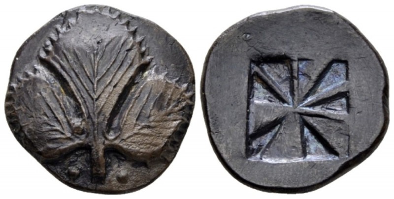 Sicily, Selinus Didrachm circa 530-500, AR 22.2mm., 7.12g. Selinon leaf; at base...