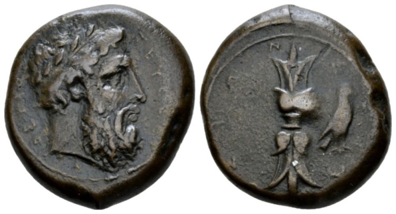 Sicily, Syracuse Hemidrachm (?) circa 357-354, Æ 23mm., 12.44g. Laureate head of...