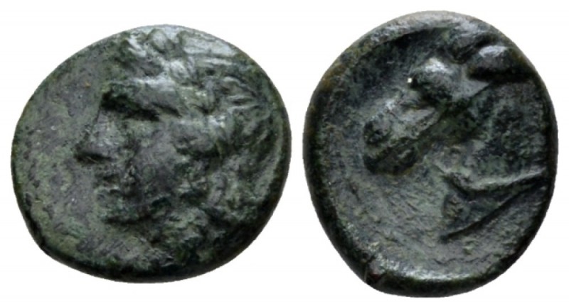 Sicily, Tyndaris Bronze circa 280-254, Æ 12mm., 2.01g. Laureate head of Apollo l...