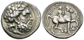 Kingdom of Macedon, Philip II, 359 – 336 Amphipolis Tetradrachm circa 315/4-295/4,, AR 25mm., 14.09g. Laureate head of Zeus r. Rev. Youth on horseback...