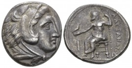 Kingdom of Macedon, Alexander III, 336 – 323 Amphipolis Tetradrachm circa 325-323, AR 26mm., 16.96g. Head of Herakles r., wearing lion skin headdress....
