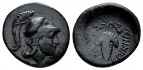 Locris, Locri Epiknemidii Bronze last quarter of IV century BC, Æ 15mm., 2.44g. Head of Athena r. Rev. Bunch of grapes. BCD Lokris-Phokis 124.

Rare...