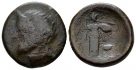 Phocis, Elateia Bronze II cent BC, Æ 19.5mm., 6.98g. Bearded head of Asklepios l. Rev. Helmeted Athena standing r. with shield and spear, to r. tripod...