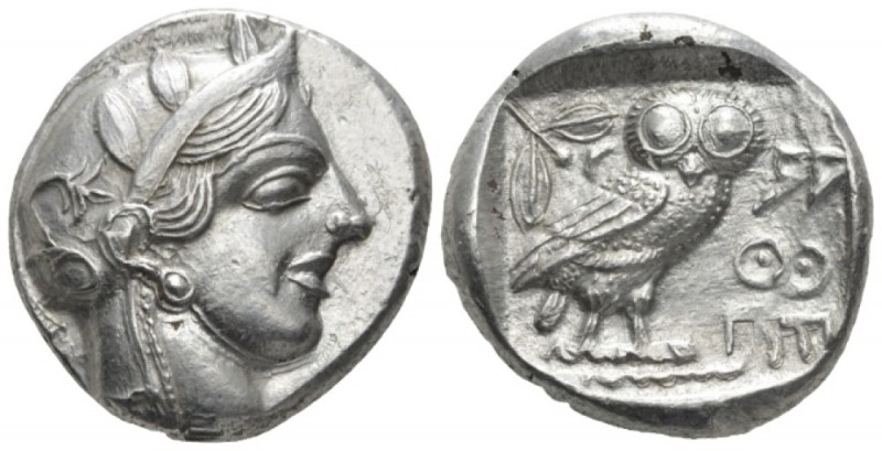 Attica, Athens Tetradrachm after 449, AR 25mm., 16.44g. Head of Athena r., weari...
