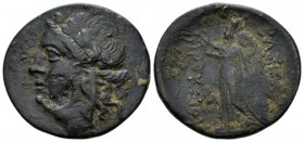 Bithynia, Prusias I, 229-183 Bronze circa 229-183, Æ 28mm., 9.31g. Laureate head of Apollo l. Two countermak, head of Artemis l. and lyre. Rev. NiKe s...