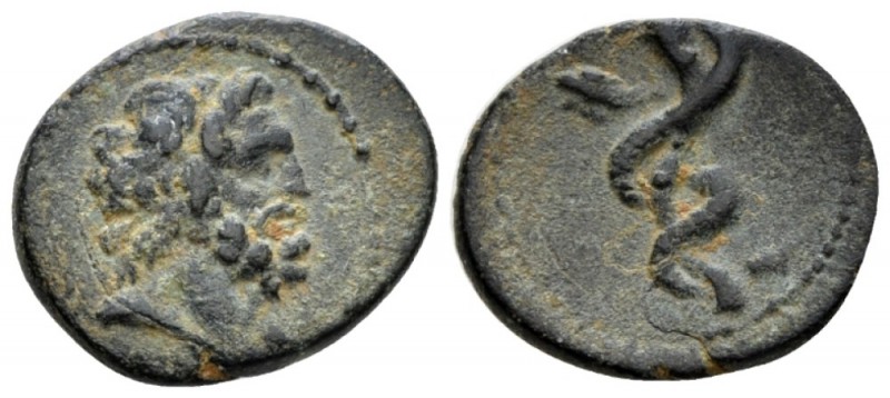 Mysia, Pergamum Bronze after 133, Æ 18mm., 3.49g. Laureate head of Asclepius r. ...