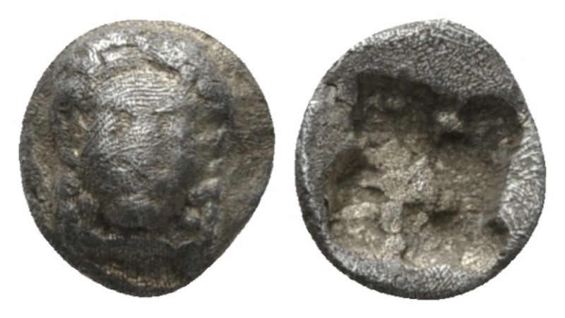 Ionia, Colophon Hemiobol circa 500-450, AR 6.5mm., 0.41g. Head of Apollo facing ...